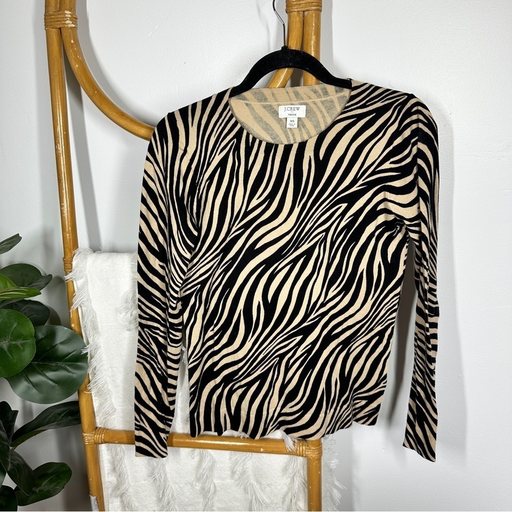 J. Crew Zebra Teddie Printed Sweater sz XS